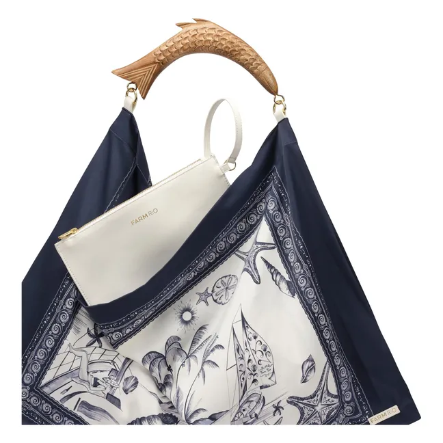 Satin Scarf Medium Bag | Navy blue