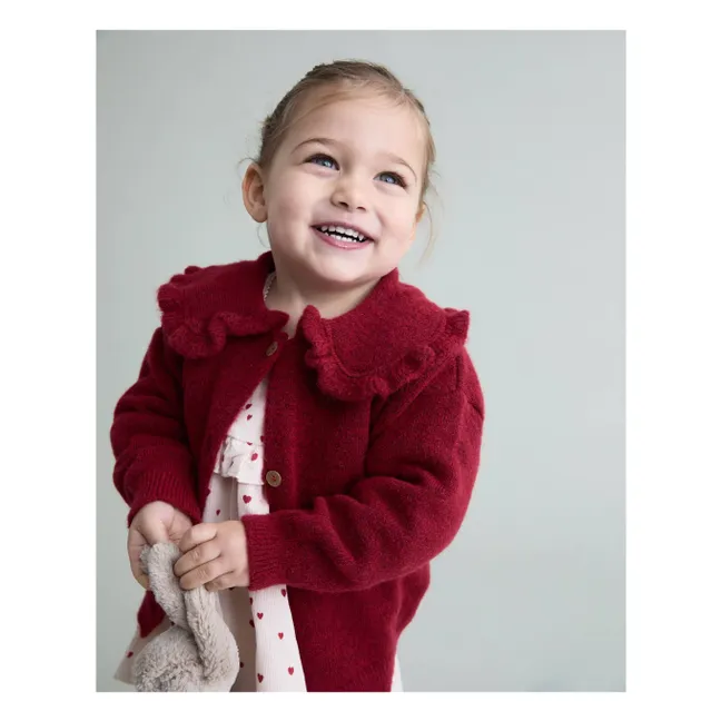 Cardigan Col Claudine Girly Bébé | Rouge cerise