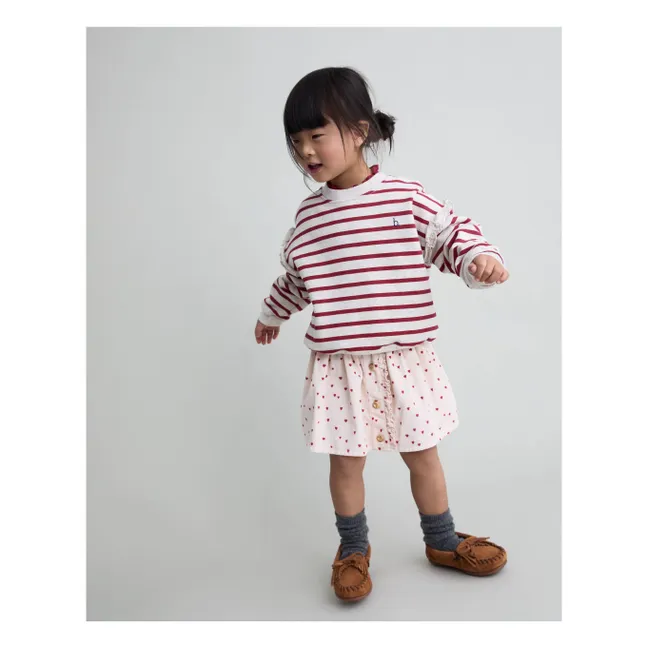 Sweat Girly Sailor Rayé Coton Bio | Rouge cerise