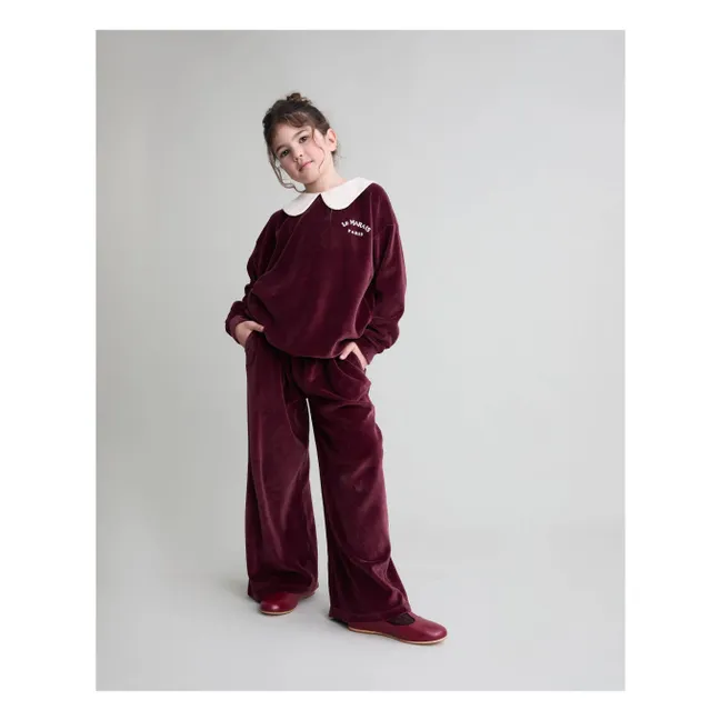 Pantalon Large Velours | Bordeaux