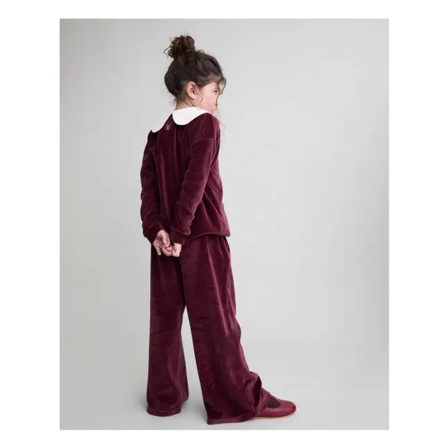 Pantalon Large Velours | Bordeaux