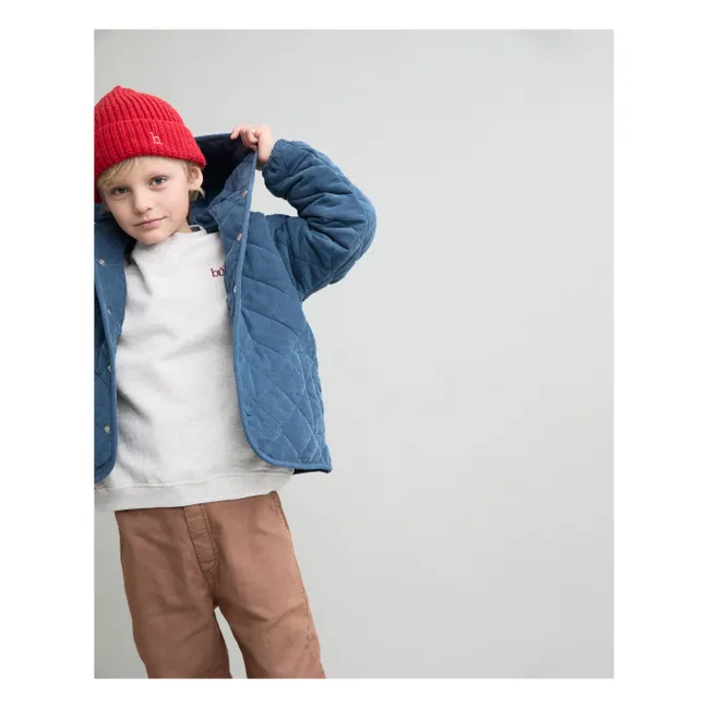 Veste Matelassée Soft Velours Coton Bio | Bleu horizon