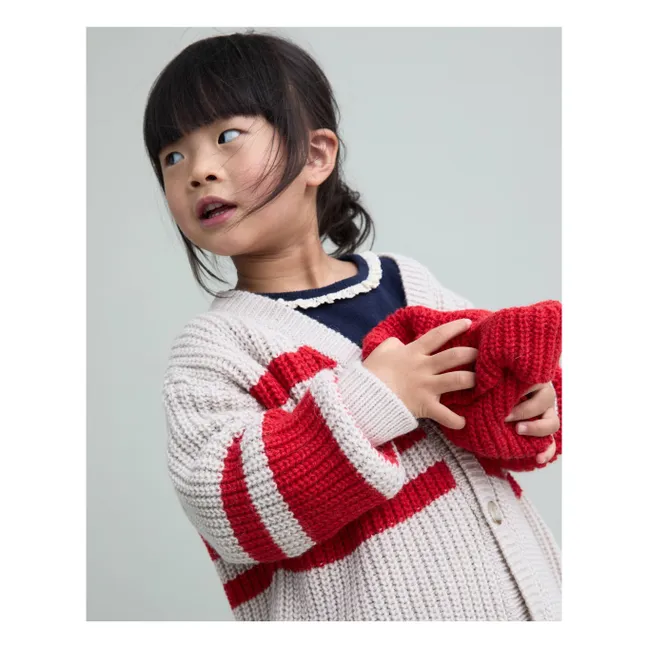 Cardigan Rayé | Rouge