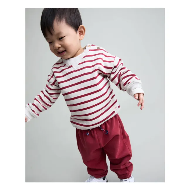 Sweat Sailor Rayé Coton Bio | Rouge cerise