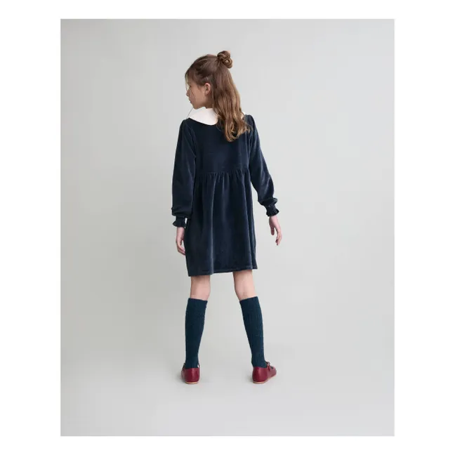 Robe Col Claudine Velours Coton Bio | Gris foncé