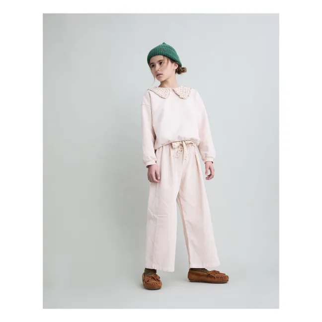 Sweat Col Claudine Fleuri Cottage Coton Bio | Rose pâle