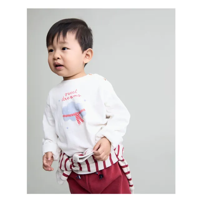 Sweat Sailor Rayé Coton Bio | Rouge cerise