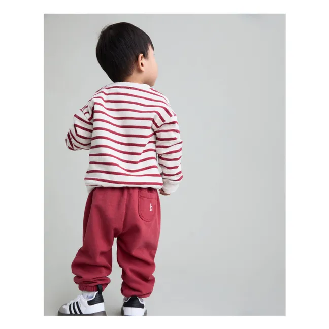 Sweat Sailor Rayé Coton Bio | Rouge cerise