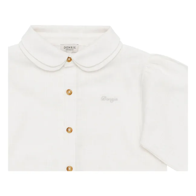 Anoeche Blusa de Lino con Cuello Claudine | Blanco