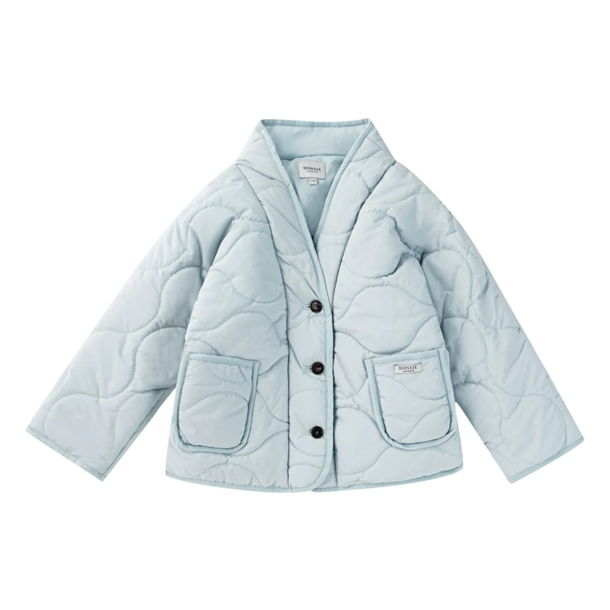 Donsje Light Blue Tessane Quilted Coat