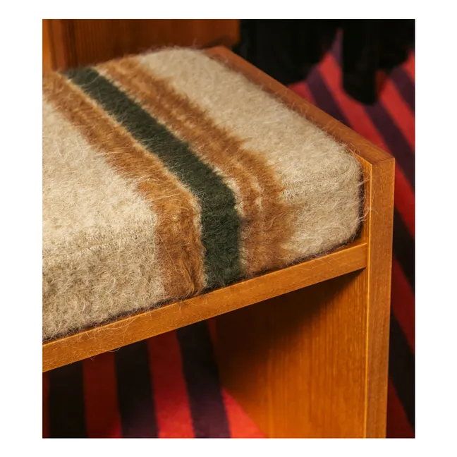 Tabouret Chiesa en mohair à rayures | Marron