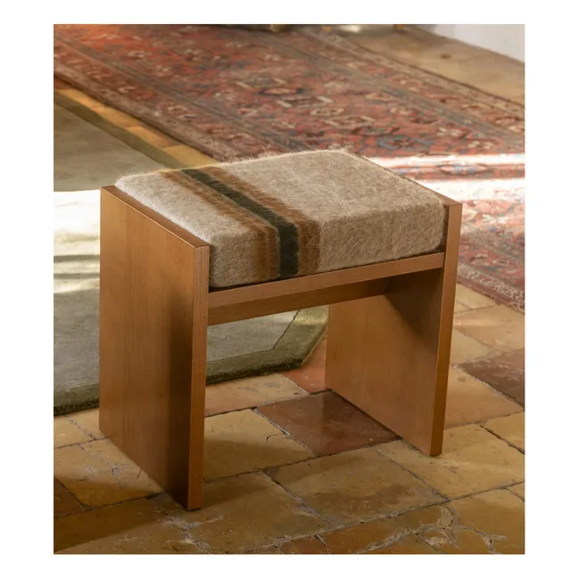 Tabouret Chiesa en mohair à rayures | Marron