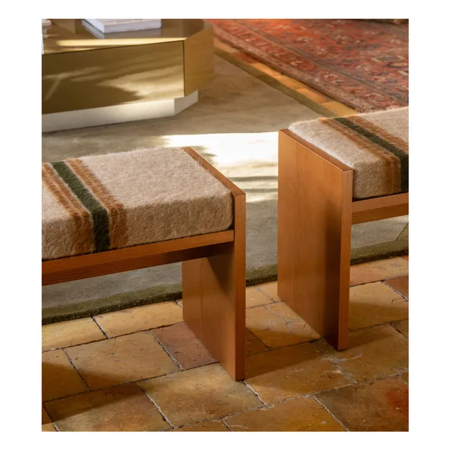 Tabouret Chiesa en mohair à rayures | Marron