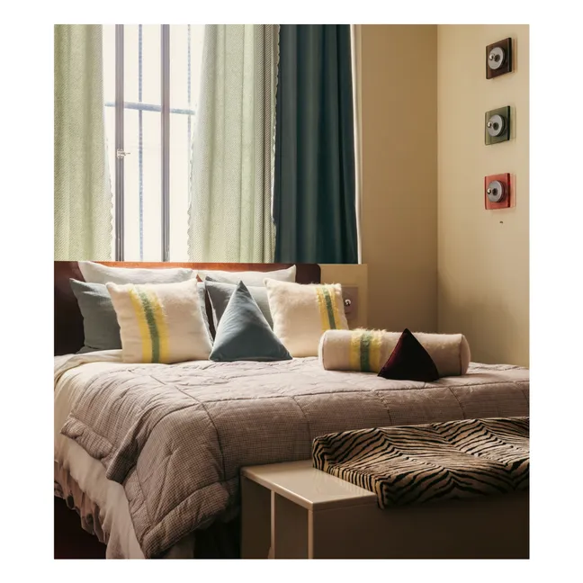 Coussin carré Carino en mohair à rayures | Jaune