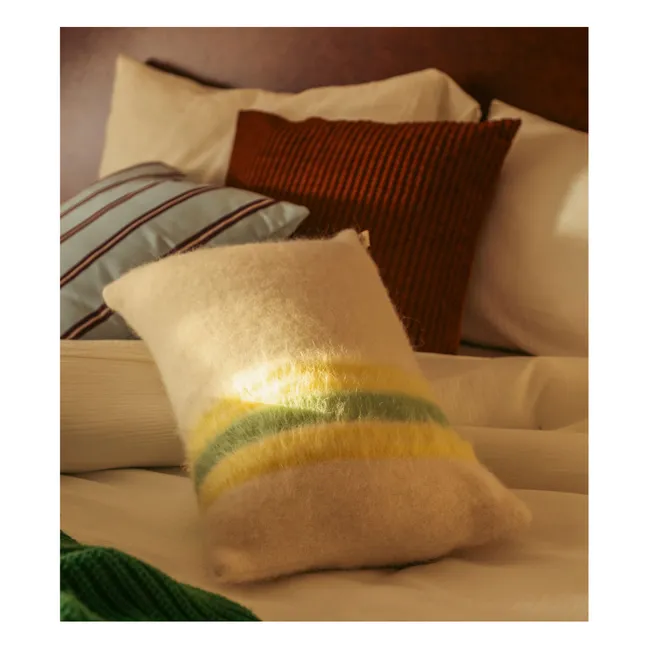 Coussin rectangulaire Carino en mohair à rayures | Jaune