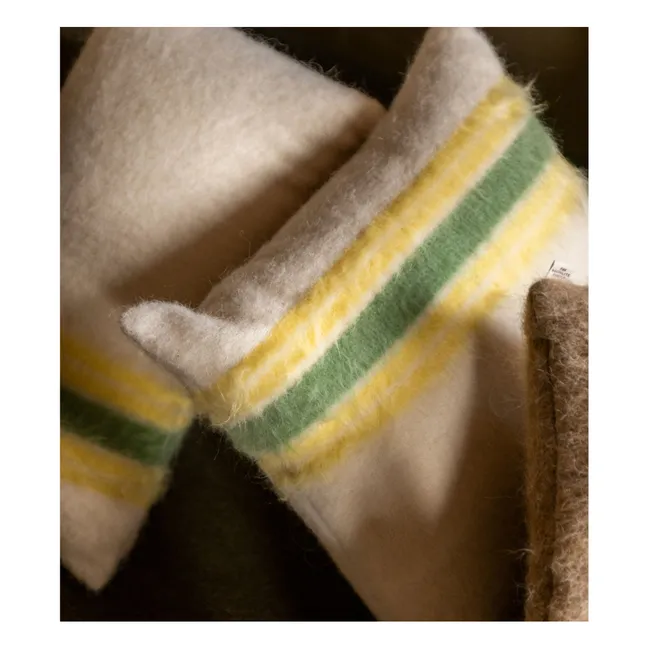Coussin rectangulaire Carino en mohair à rayures | Jaune