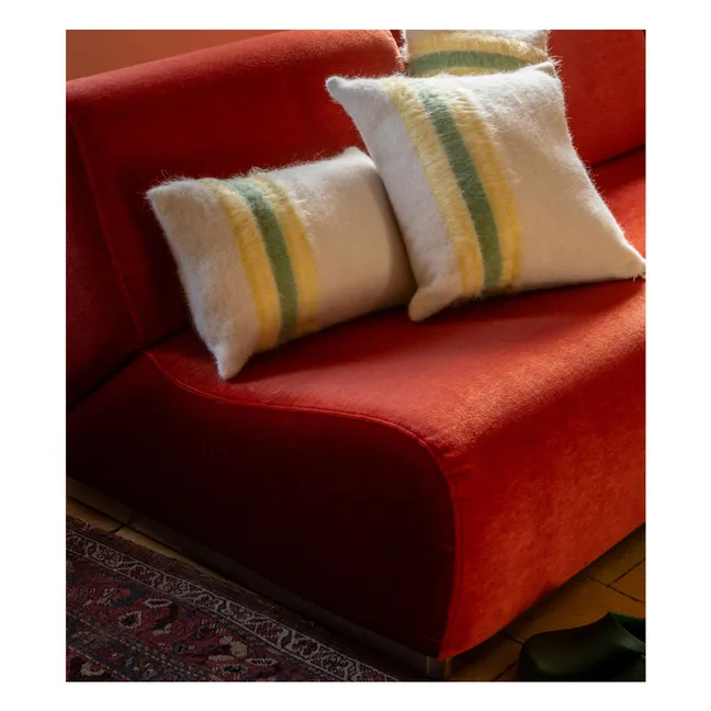 Coussin rectangulaire Carino en mohair à rayures | Jaune