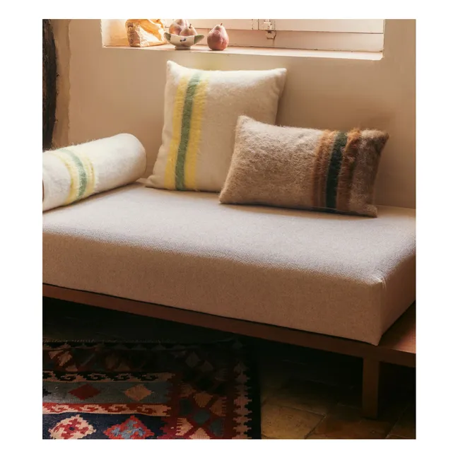 Coussin rectangulaire Carino en mohair à rayures | Marron