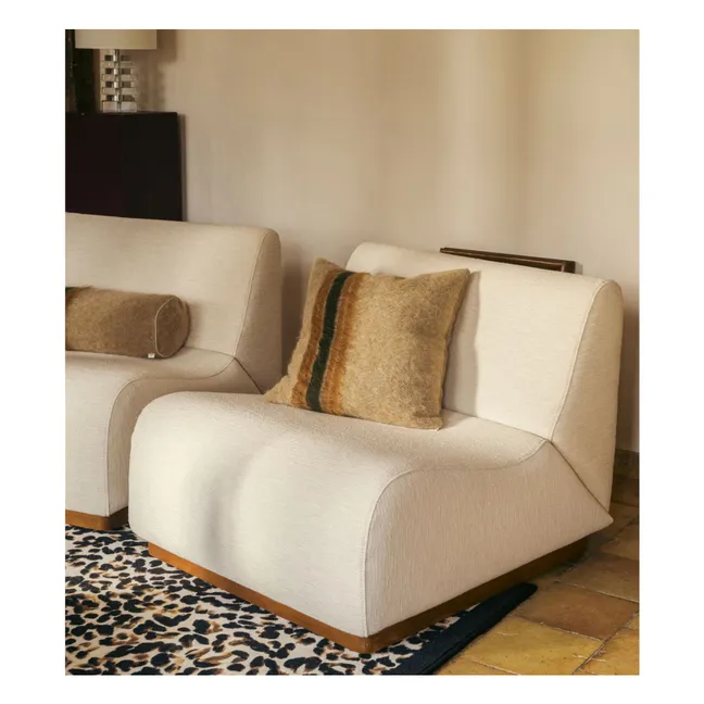 Coussin carré Carino en mohair à rayures | Marron