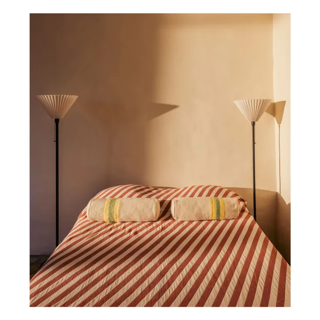 Coussin traversin Adri en mohair à rayures | Jaune