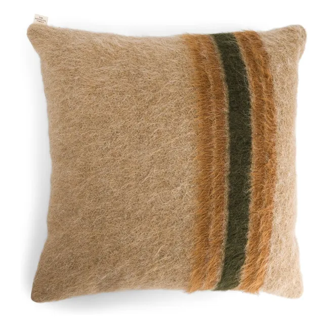 Coussin carré Carino en mohair à rayures | Marron