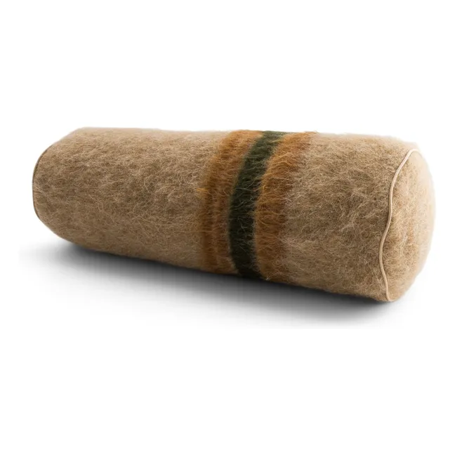 Coussin traversin Adri en mohair à rayures | Marron