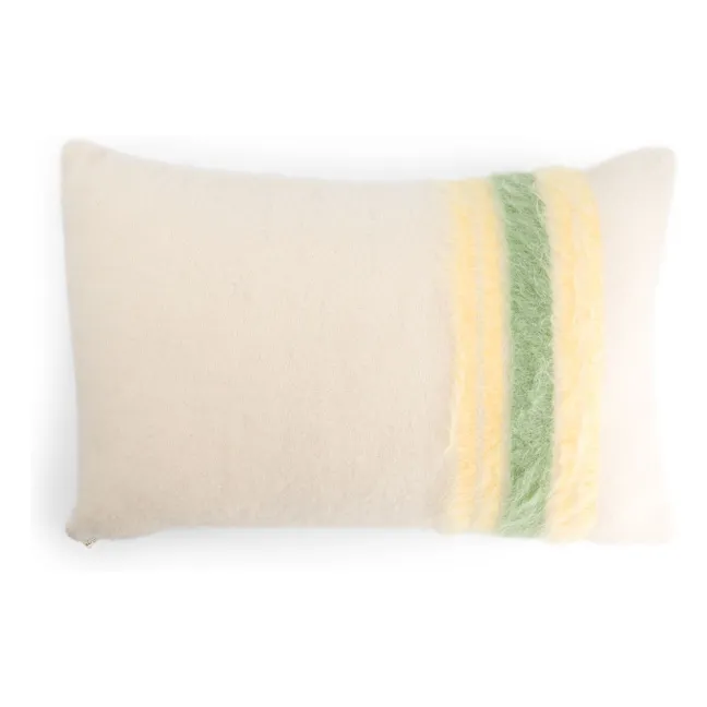 Coussin rectangulaire Carino en mohair à rayures | Jaune