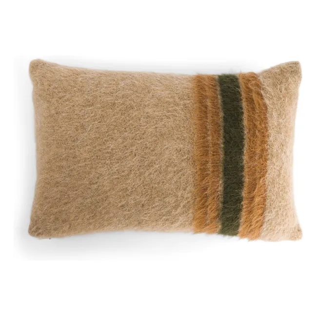 Coussin rectangulaire Carino en mohair à rayures | Marron
