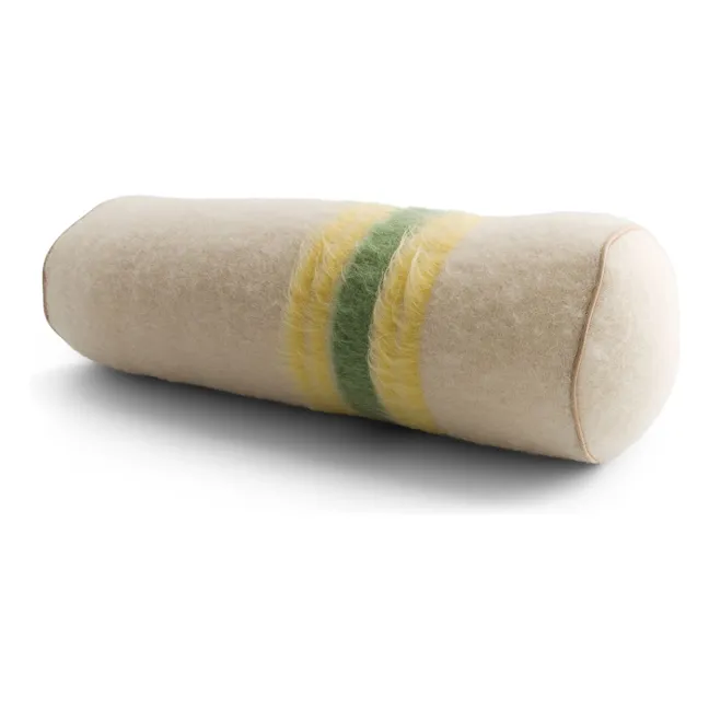 Coussin traversin Adri en mohair à rayures | Jaune