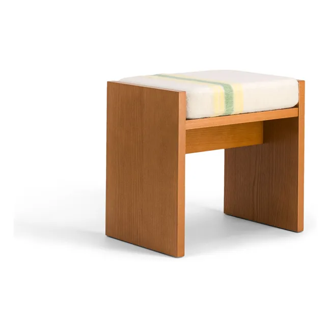 Tabouret Chiesa en mohair à rayures | Jaune