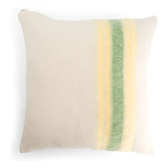 Coussin carré Carino en mohair à rayures | Jaune