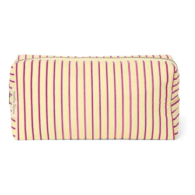 Striped toiletry bag | Pale yellow