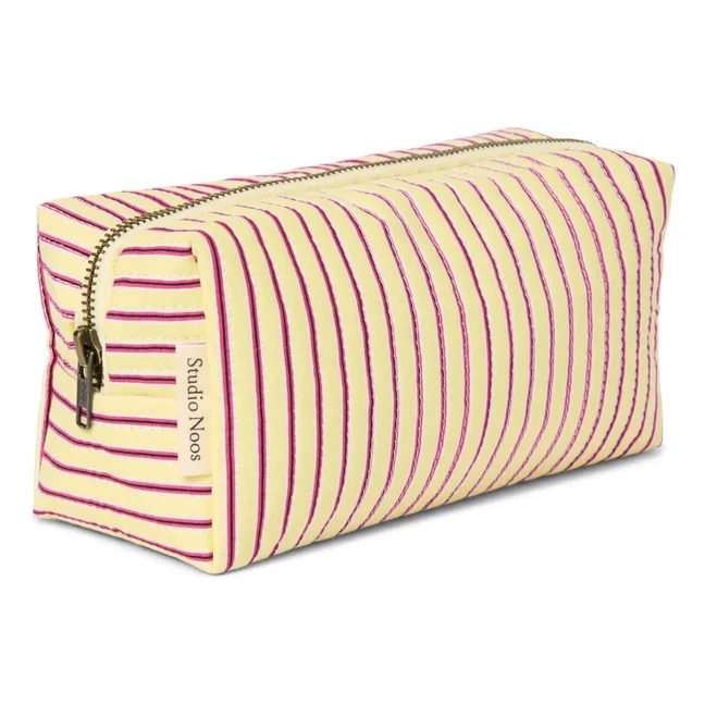 Striped toiletry bag | Pale yellow