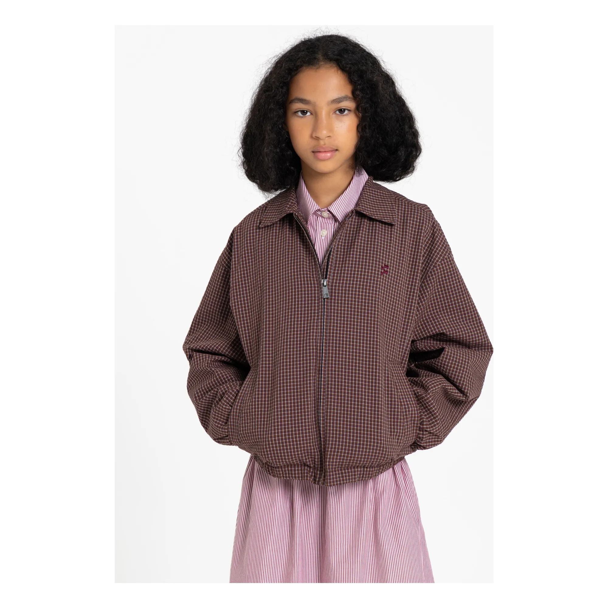 Veste Sage Carreaux | Marron foncé- Image produit n°1