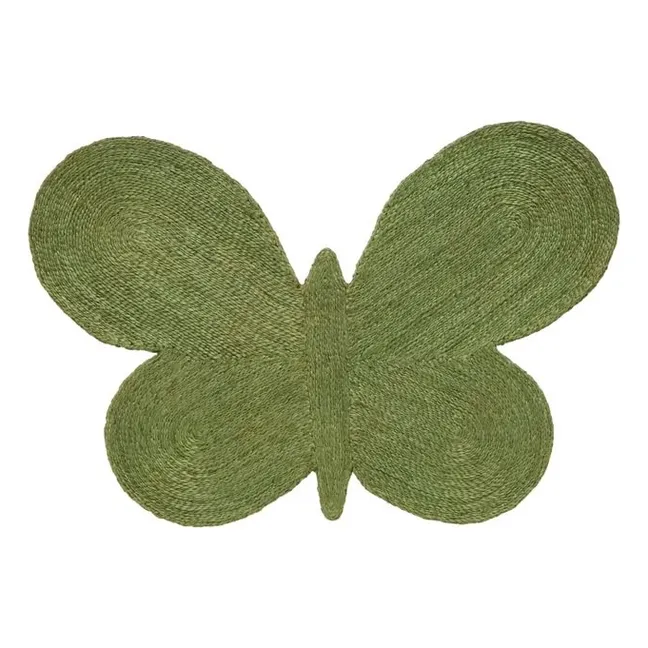 Tapis en jute Butterfly, Lucia Eames | Vert mousse