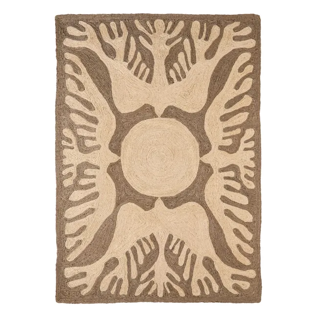 Tapis en jute Sunbirds, Lucia Eames | Charbon