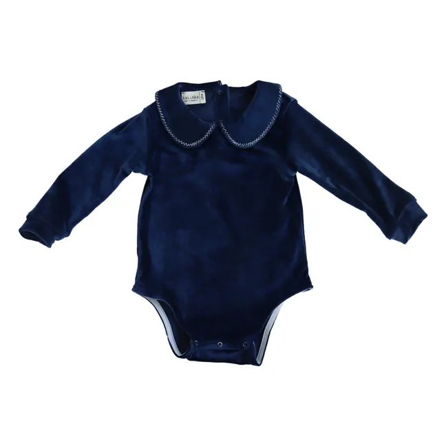 Barboteuse Rita Velours | Bleu foncé