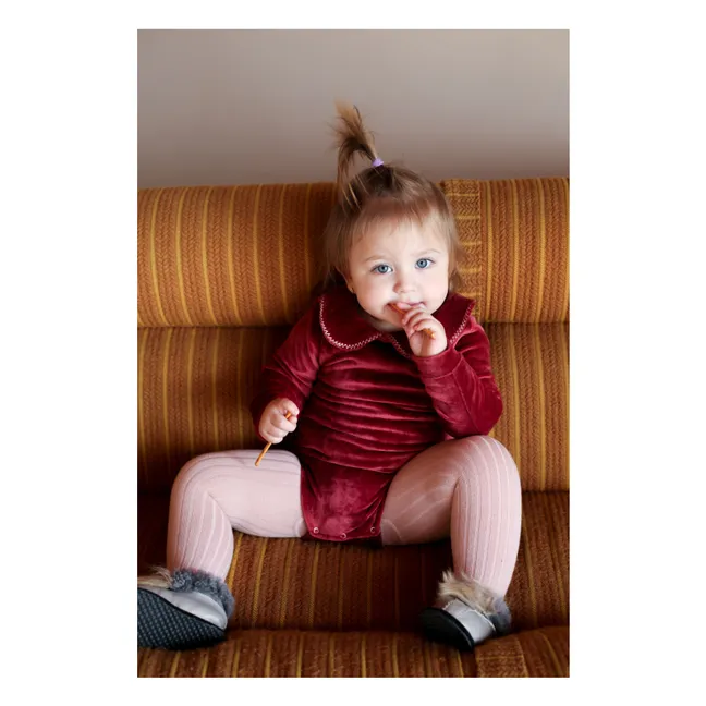 Barboteuse Rita Velours | Rouge foncé