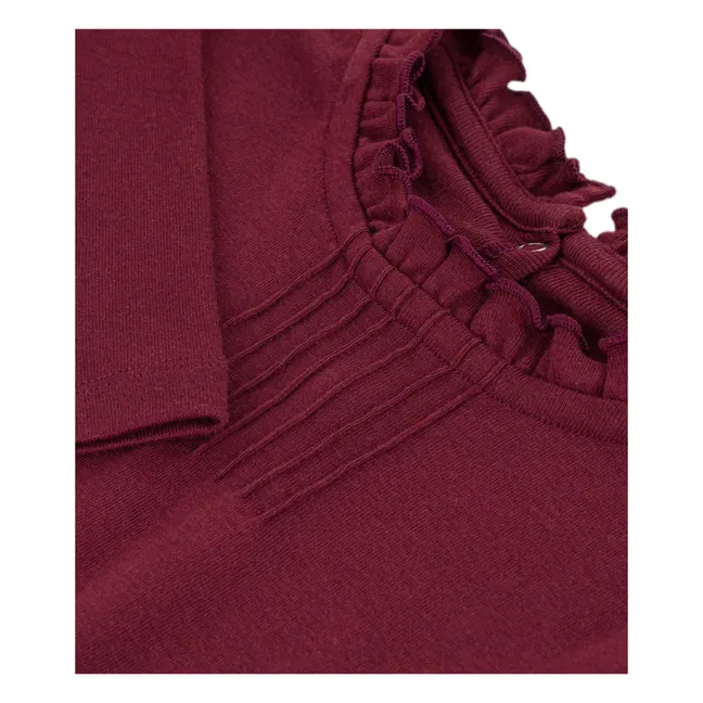 T-shirt Collerette Uni Coton Bio | Bordeaux