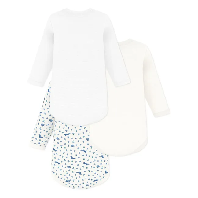 Lot de 3 Bodies Renards Coton Bio | Bleu