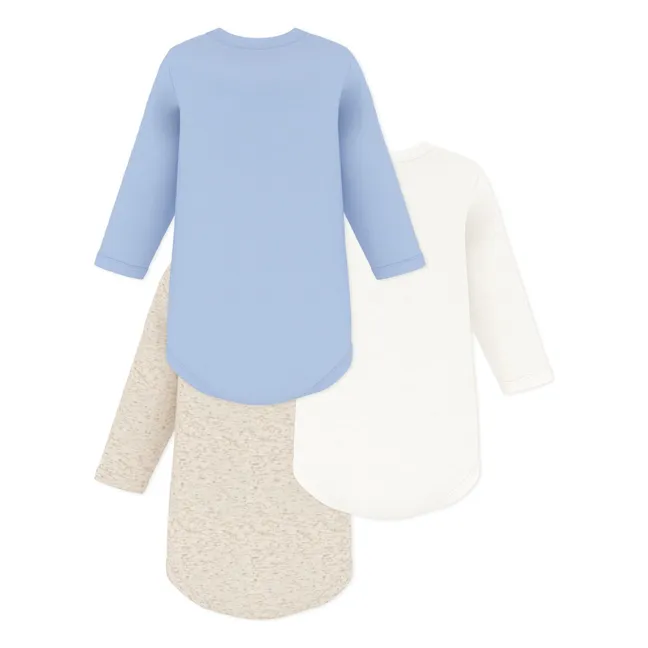 Lot de 3 Bodies Unis Coton Bio | Bleu