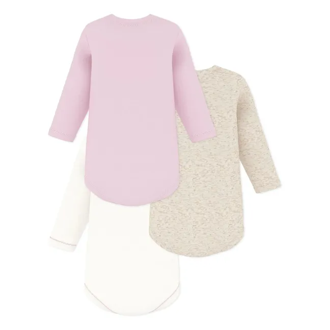 Lot de 3 Bodies Unis Nœuds Coton Bio | Rose