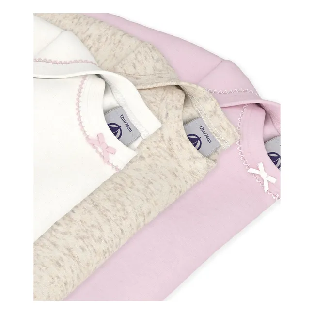 Lot de 3 Bodies Unis Nœuds Coton Bio | Rose