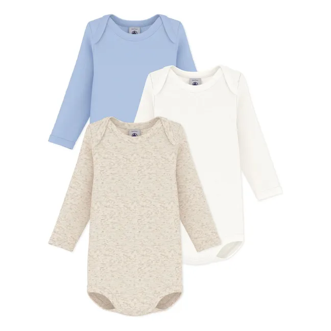 Set of 3 Organic Cotton Plain Bodies | Blue