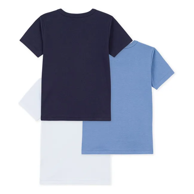Pack of 3 organic cotton T-shirts with short sleeves | Blue