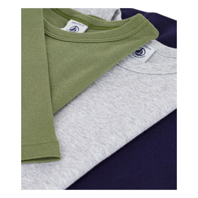 Pack of 3 plain long-sleeve T-shirts | Heather grey