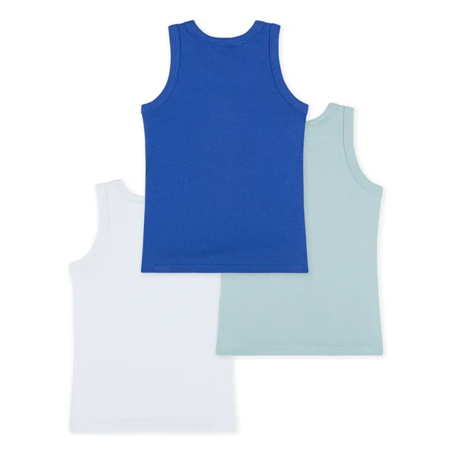 Lot de 3 Débardeurs Unis Coton Bio | Bleu
