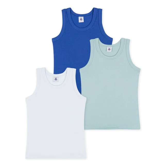 Lot de 3 Débardeurs Unis Coton Bio | Bleu