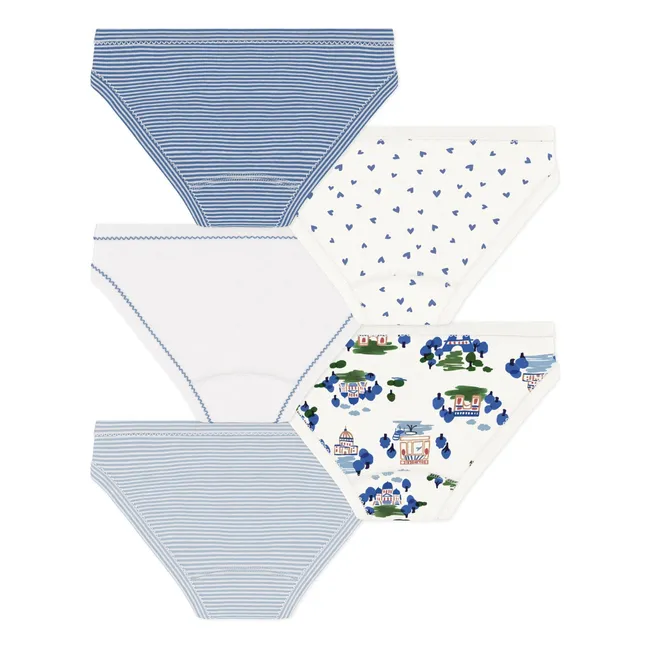 Lot de 5 Culottes Paris Coton Bio | Bleu