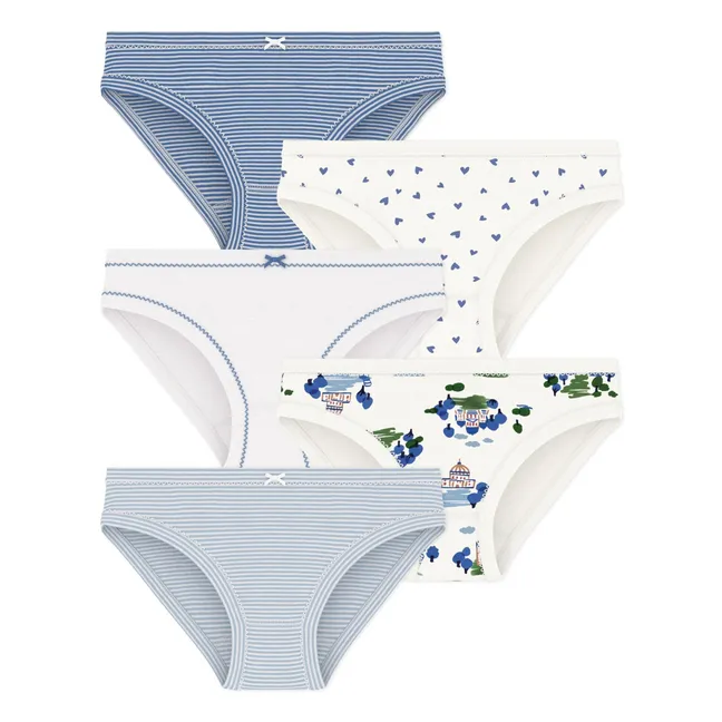 Lot de 5 Culottes Paris Coton Bio | Bleu
